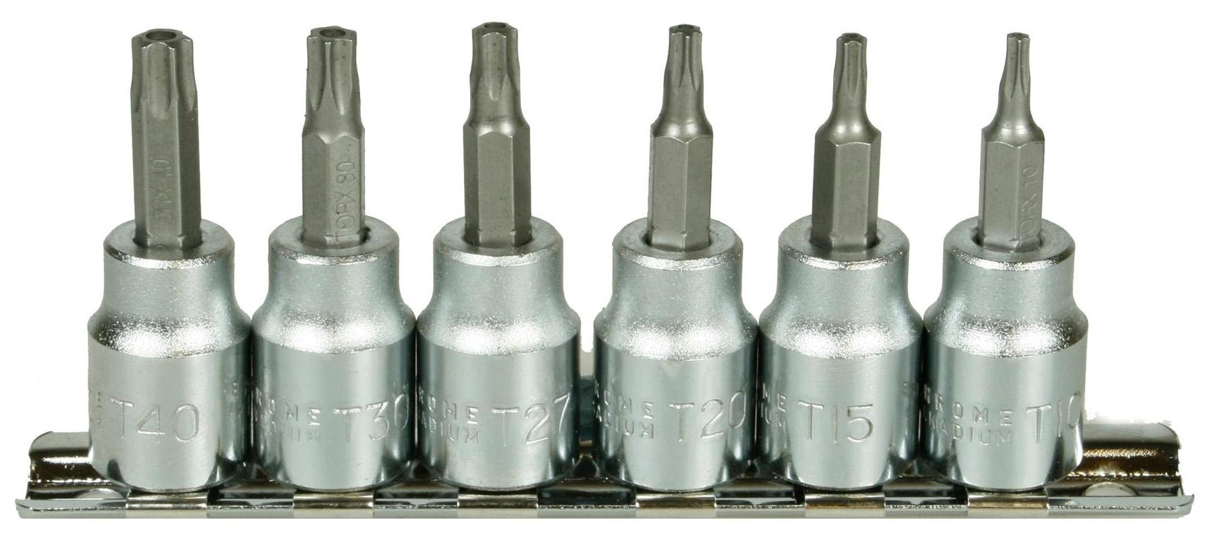 VOCHE® 10 PIECE 3/8" DRIVE CRV MALE TORX SOCKETS BITS WITH RAIL T10 T55 STAR VOCHE® 10 PIECE 3/8" DRIVE CRV MALE TORX SOCKETS BITS WITH RAIL T10 T55 STAR